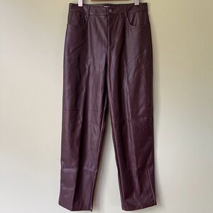 Joe Fresh High Rise Vegan Faux Leather Straight Leg Zip Fly Pants